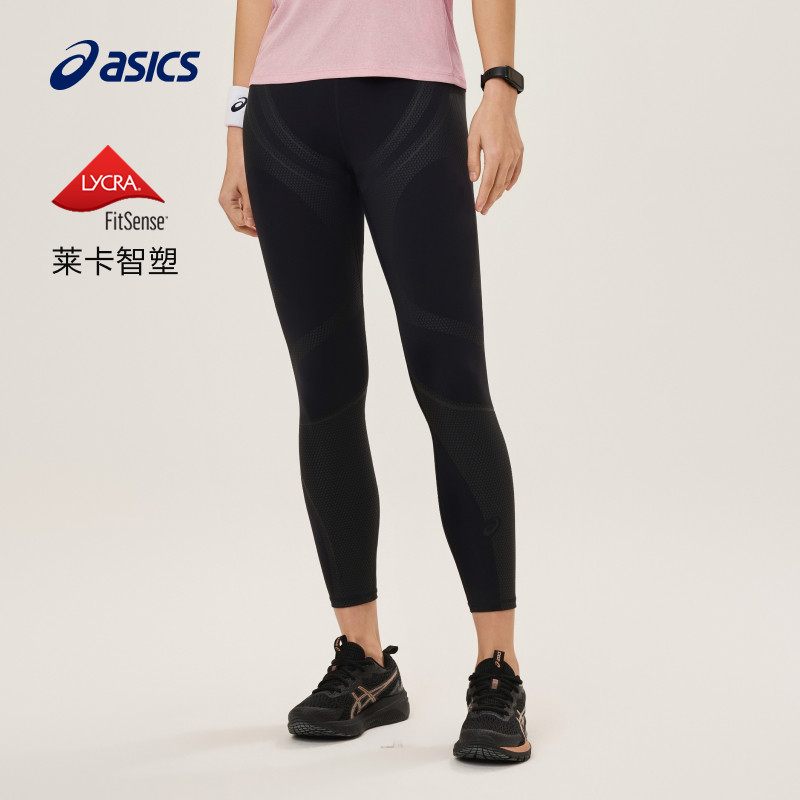 ASICS亚瑟士新款女子莱卡跑步紧身裤针织弹力松紧运动长裤
