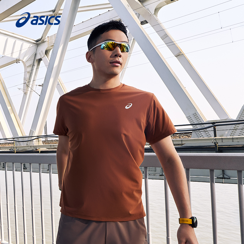 ASICS亚瑟士新款男子抗紫外线跑步T恤防晒速干透气套头运动短袖