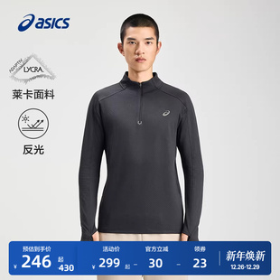 T恤男子轻量舒适保暖T恤 莱卡抓绒跑步长袖 ASICS亚瑟士新款 男式
