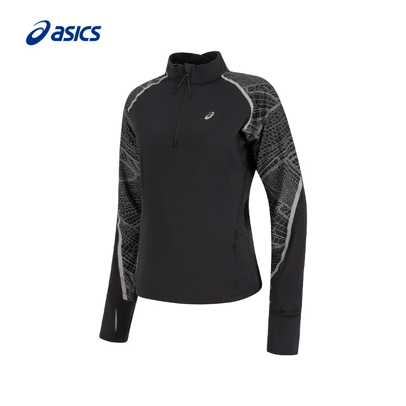 ASICS亚瑟士新款女式跑步反光印花长袖上衣女子舒适透气运动T恤