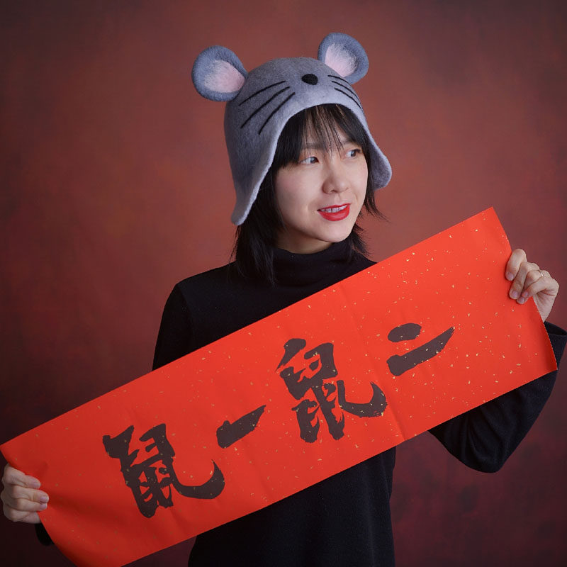 蘑菇梦原创手工羊毛毡成人儿童摄影小老鼠龙猫创意遮耳森系精灵帽