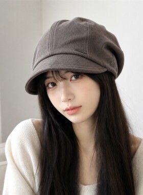 秋冬新款韩系短檐堆堆帽女大头围友好包头帽显脸小百搭冷帽