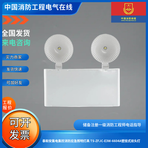 泰和安集电集控消防应急照明灯具 TS-ZFJC-E3W-6604A壁挂式双头灯