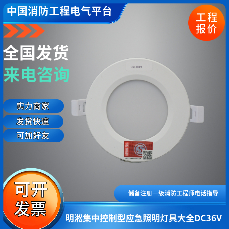 明淞DC36集中电源集中控制型应急灯具MC-ZFZC-E3W-1313B嵌入式
