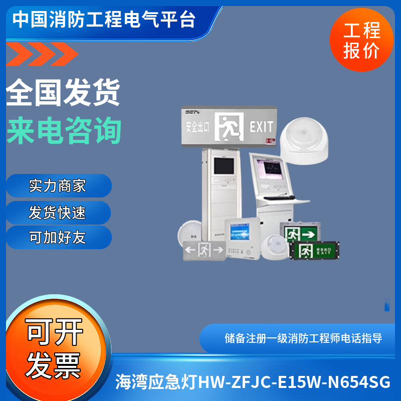 海湾集中控制应急灯HW-ZFJC-E15W-N654SG声光感应吸顶15W230*55mm