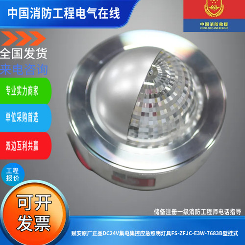 赋安原厂正品DC24V集电集控应急照明灯具FS-ZFJC-E3W-7683B壁挂式