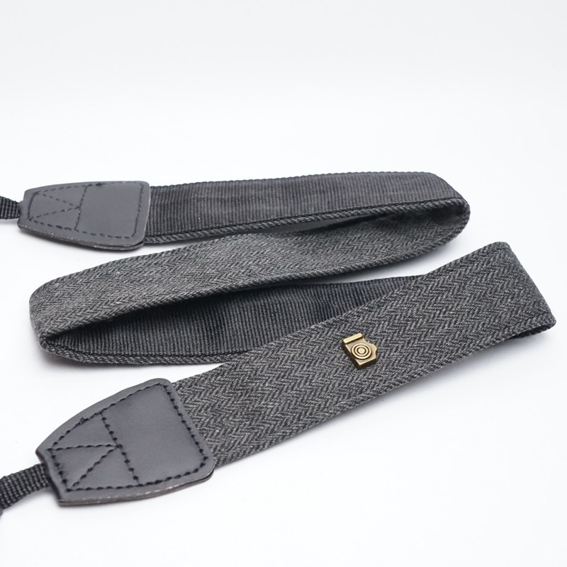 胶片相机用 黑色 深灰色宽版背带 肩带 亚麻针织布背带送圆环挂扣