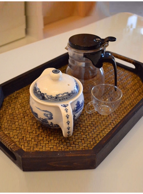 泰国藤编东南亚风会所精油托盘