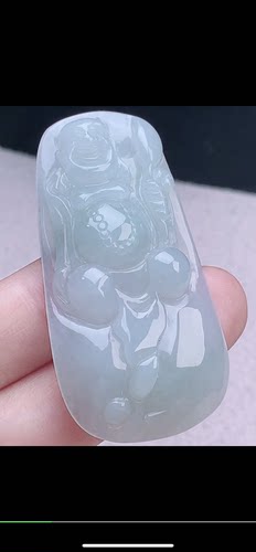 53.9-28-7.3mm,水润   佛公吊坠，天然翡翠A货