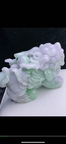 79.3-51.1-31.8mm,立体春带彩麒麟 摆件，天然翡翠A货blm6107-9