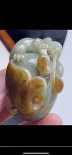 54.7-37-23.6mm,饱满黄翡巧雕福瓜貔貅手玩件天然翡翠A货aaa681一