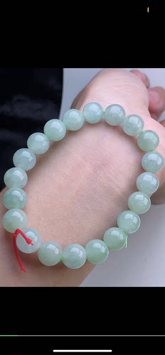 10mm,水润   淡绿底色手链 天然翡翠A货，uok6929-102
