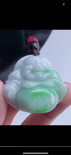 38.1-42.2-14.3mm,水润   飘绿佛公 天然翡翠A货，uok6929-102