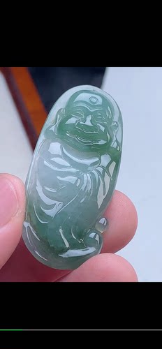 45.3-21.3-6.8mm,水润  飘花佛公吊坠，天然翡翠A货aaa68.2十三
