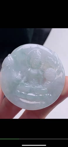 50.5-6.1mm,水润  观音 吊坠，天然翡翠A货hpy6107-9