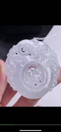 58.5-5.7mm,水润 镂空三羊开泰 吊坠，天然翡翠A货blm6107-9