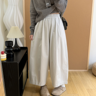 女 梨型身材遮肉松紧腰九分裤 简约百搭宽松阔腿纯色休闲裤 2026春季