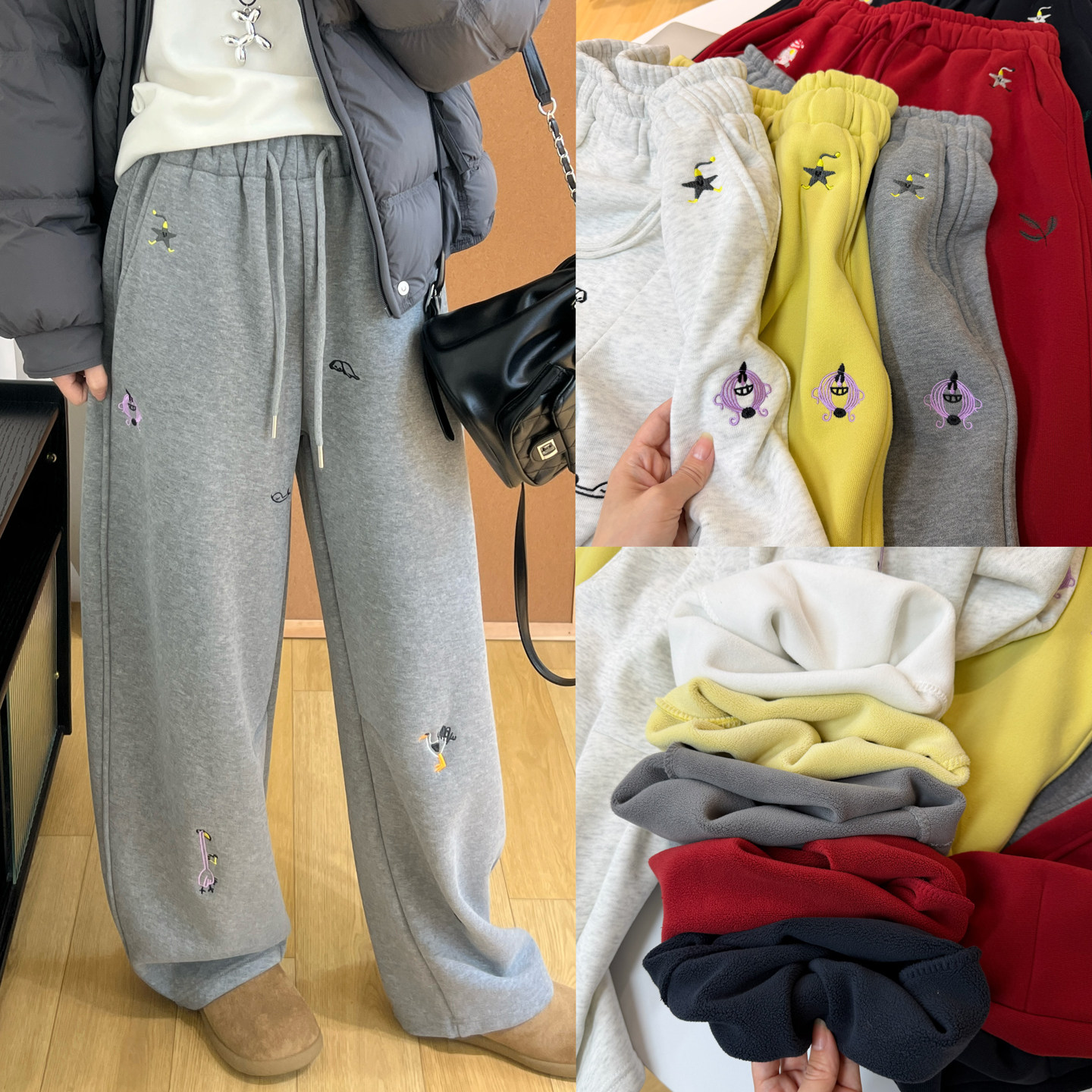 圣诞氛围减龄卡通刺绣弯刀卫裤冬季加厚加绒保暖高腰抽绳香蕉裤女,女装/女士精品,卫裤,淘宝优惠券,粉丝福利购,淘宝优惠卷