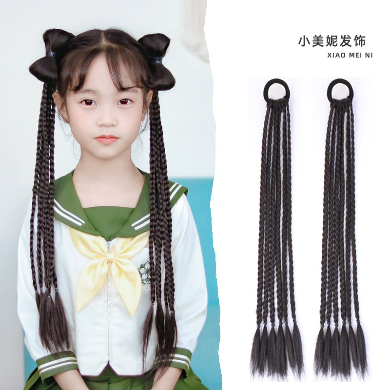 小美妮儿童双马尾假发辫子仿真自然y2k千禧辣妹拳击辫女孩麻花辫