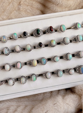 925银复古天然欧泊新品手工吊坠