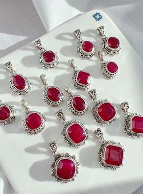 尼泊尔925纯银纯手工镶嵌吊坠