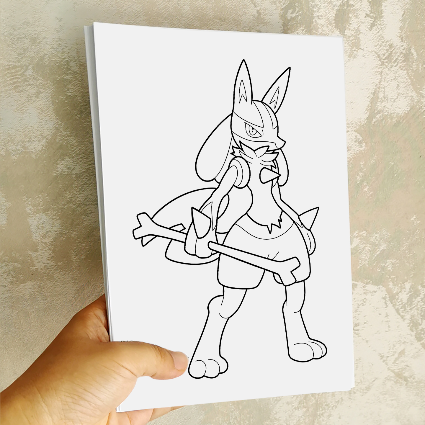 宝可梦 路卡利欧 动漫描摹本男孩女孩涂色画马克笔彩铅线稿礼物