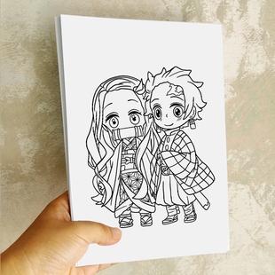 鬼灭之刃 祢豆子 动漫描摹本男生涂色画马克笔彩铅上色用线稿