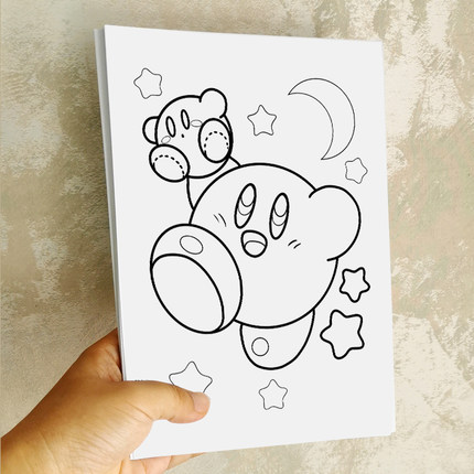 星之卡比  动漫描摹本男孩女孩涂色画马克笔彩铅上色练习线稿礼物