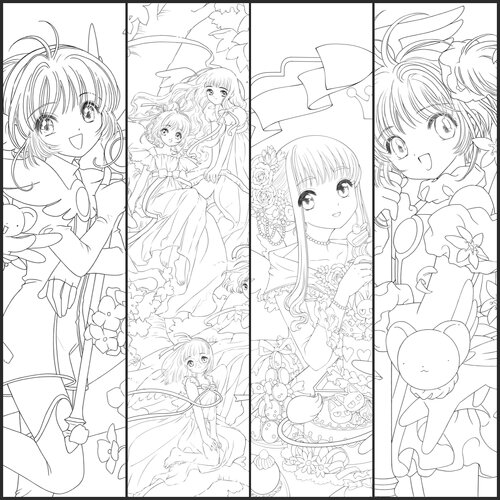 复刻 魔卡少女樱2 知世涂色线稿DIY礼物送人马克笔彩铅超厚绘画纸