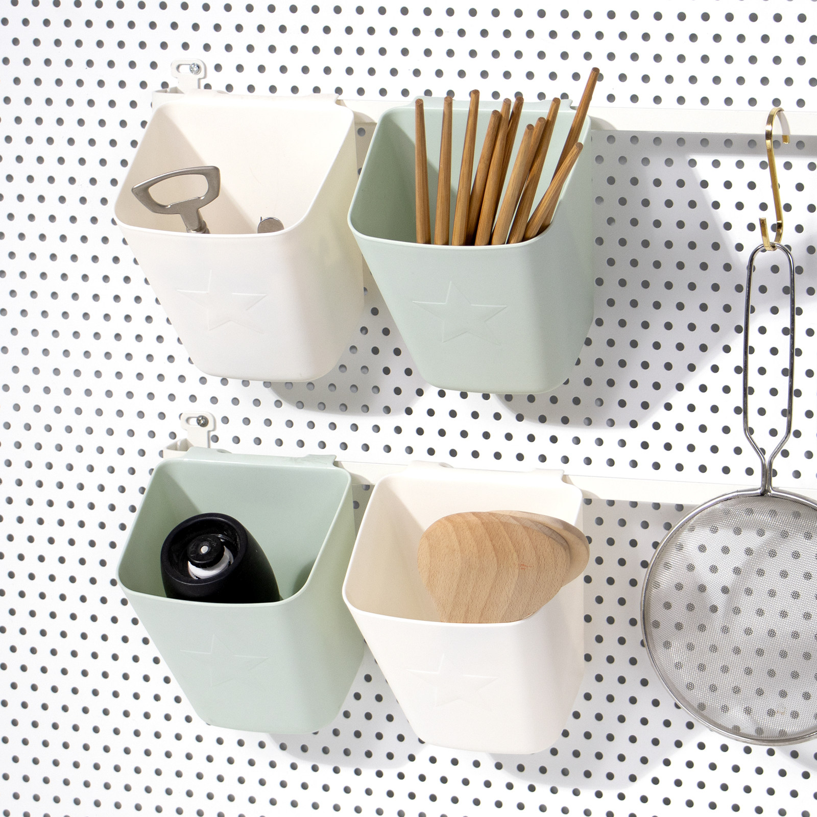 五星收纳桶 未默集舍洞洞板配件塑料挂桶挂板置物架壁挂收纳篮