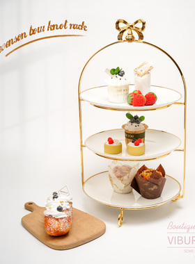 轻奢水果甜品台蛋糕架茶歇冷餐会婚庆展示架点心双三层托盘