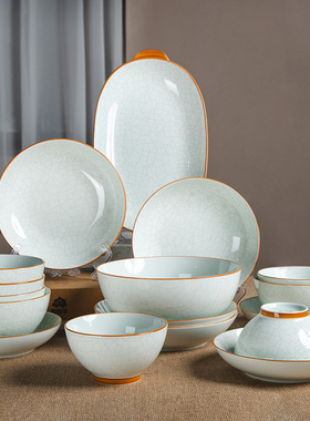 新款陶瓷餐具家用陶瓷碗碟盘子碗盘组合套装釉下彩碗具碗碟套装