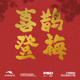 3SD3可免费商用高级大气地产烫金质感中文书法海报字体PS样机效果