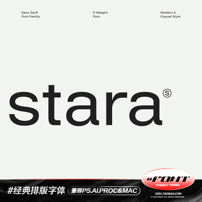 3SD3经典简约专业高级排版多字重无非衬线PSAI英文字体安装包素材