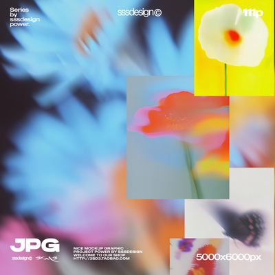 3SD3小众实验Y2K梦核科幻梦境抽象模糊蝴蝶花朵植物海报JPG图背景