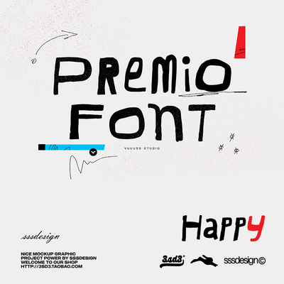 3SD3 趣味卡通小众儿童抽象不规则粗糙涂鸦艺术PROCREATE英文字体