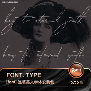 3SD3潇洒连笔精致高级手写签名风PSAIMAC英文字体设计素材安装包