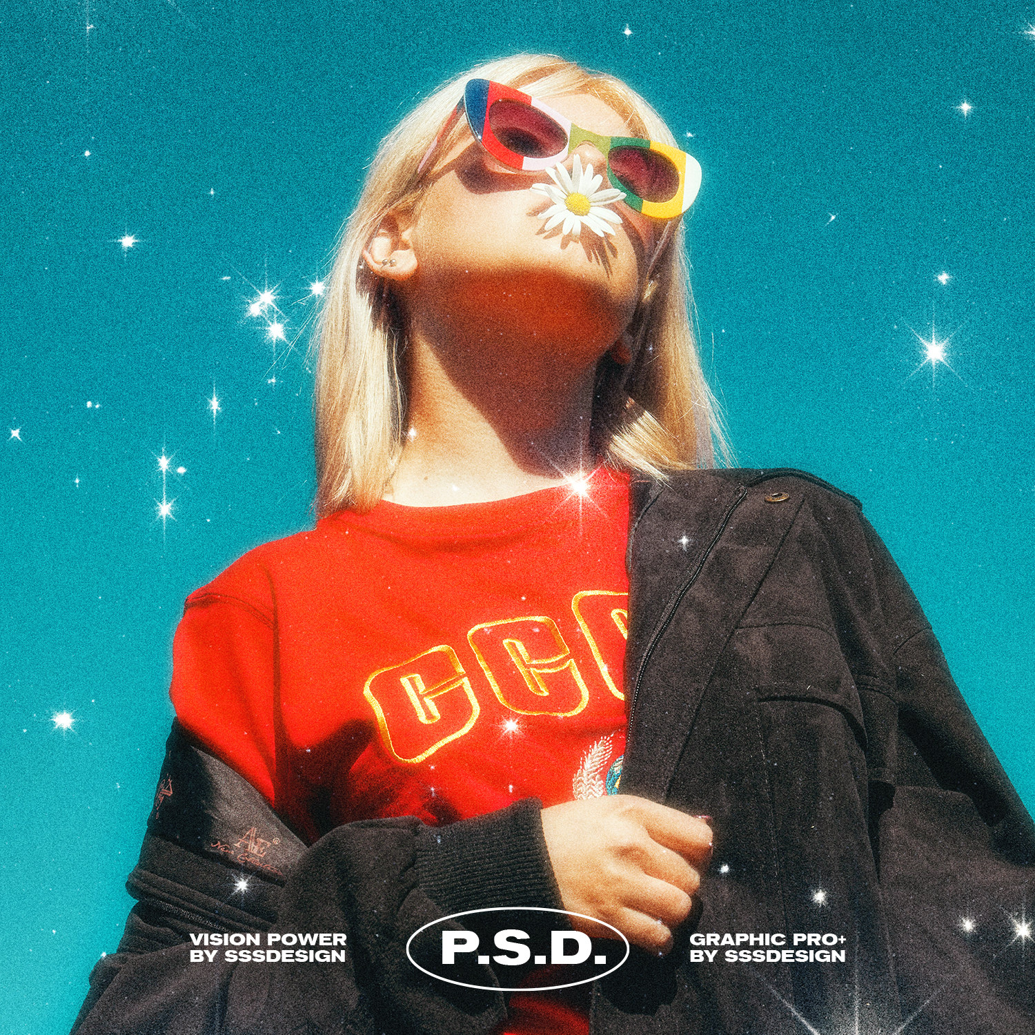 3SD3复古Y2K噪点星光柔和发光人物风景照片效果MOCKUP样机PSD素材