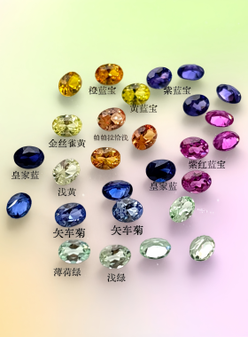 优质蛋形提拉法培育彩宝裸石组合 皇家蓝宝石椭圆形珠宝首饰配石