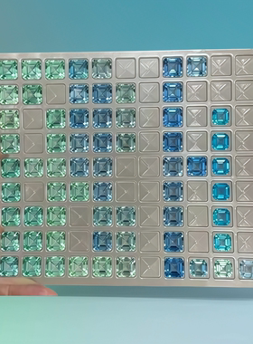 宝塔形培育蓝宝石薄荷绿彩宝裸石 阿斯切霓虹蓝组合首饰镶嵌主石
