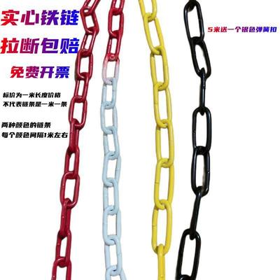 黄黑铁链红白警示柱条挡车铁链