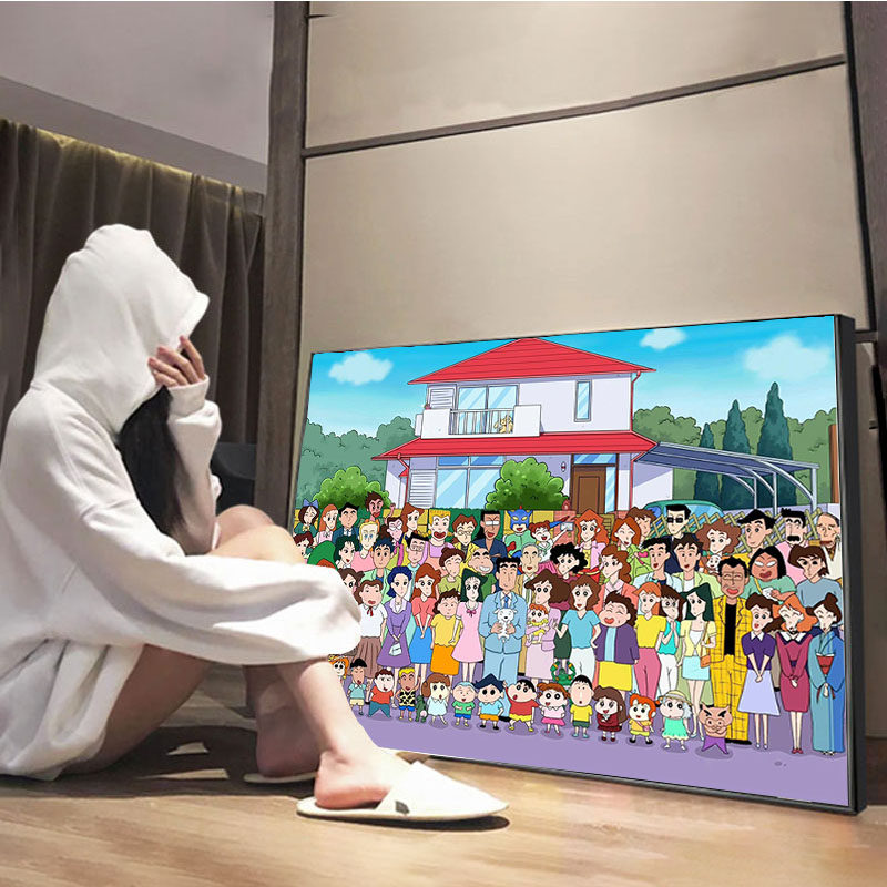 蜡笔小新全家福钻石画满钻2025新款儿童房横版治愈十字绣晶钻带框