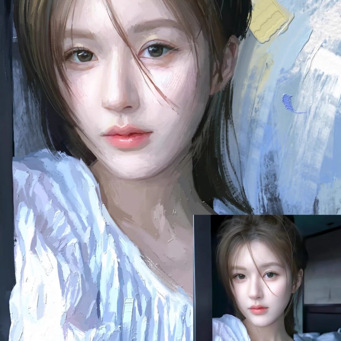 纯手绘油画人像画风景画全家福婚纱照装饰画来图定制照片转油画图片