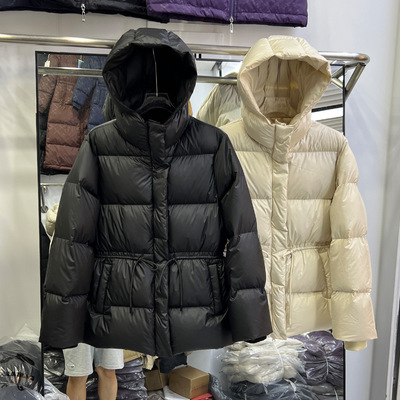 2025新款羽绒服女中长款加厚韩版收腰抽绳显瘦泡芙连帽面包服外套