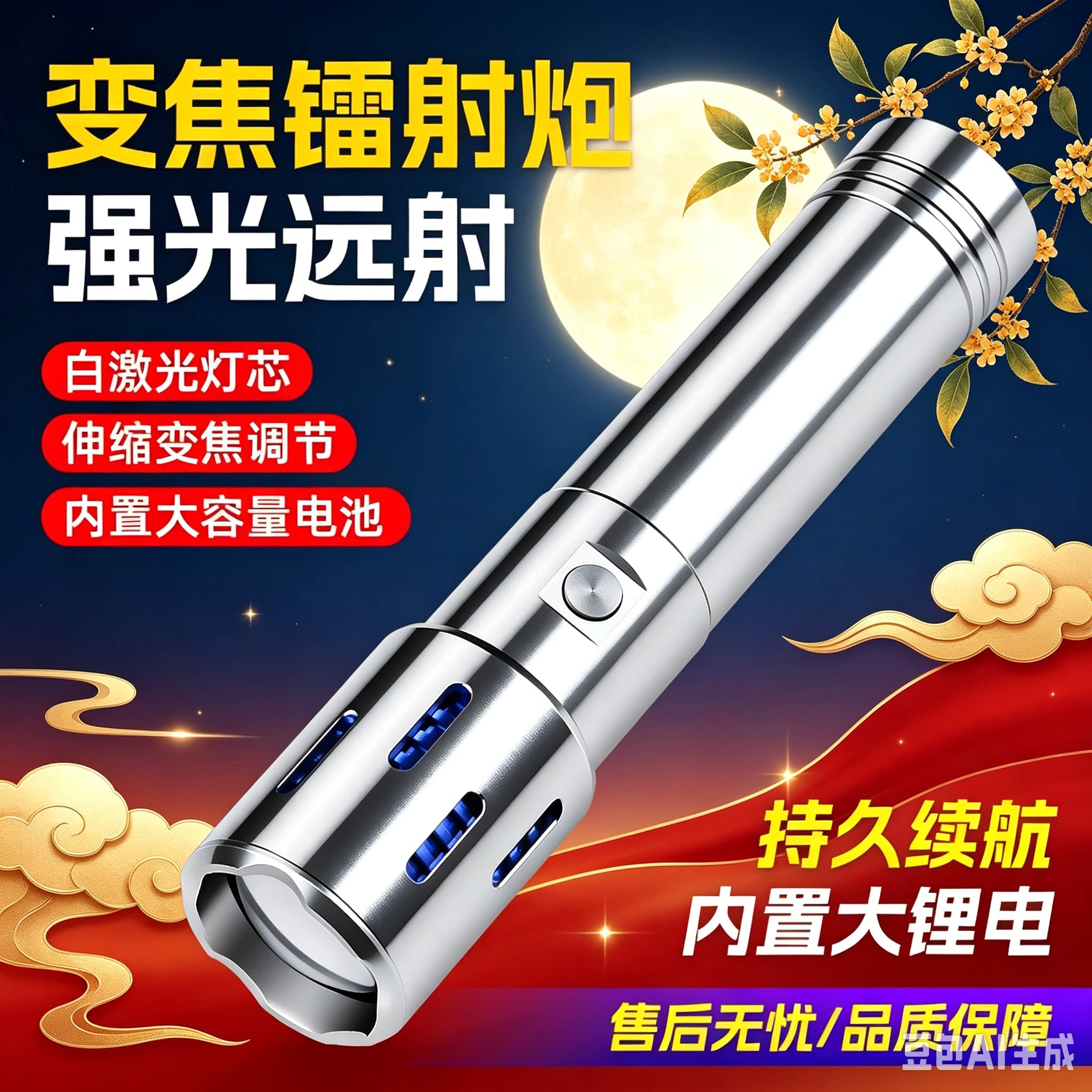 户外远射照明露营充电强光手电筒