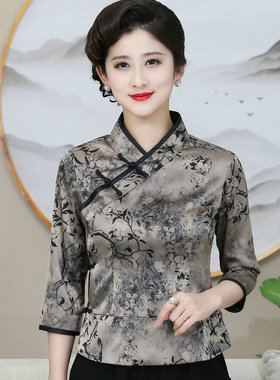 夏装民族风复古薄款女和服妈妈装
