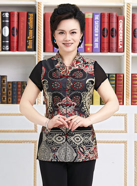 旗袍上衣唐装女短袖复古风改良