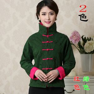 民族风超短唐装女士长袖外套宽松旗袍上衣春秋季女装中式复古茶服
