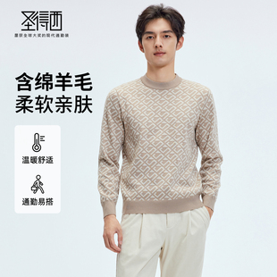 【门店同款&含绵羊毛】圣得西男款2025年冬季毛衫圆领休闲针织衫