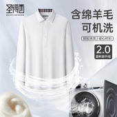含绵羊毛可机洗 商务正装 圣得西2026春季 新款 白衬衫 长袖 衬衣男